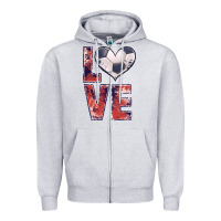 Heather Grey soccer love Zipper Hoodie - JahusDesignShop