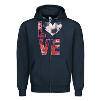 Navy soccer love Zipper Hoodie - JahusDesignShop