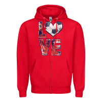 Red soccer love Zipper Hoodie - JahusDesignShop
