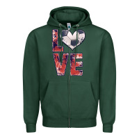 Sports Green soccer love Zipper Hoodie - JahusDesignShop