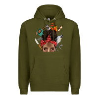 Army Green Wild Camping Afro Messy Bbs Premium Hoodie - BundleAndBundleShop