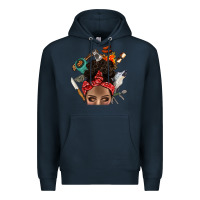 Navy Wild Camping Afro Messy Bbs Premium Hoodie - BundleAndBundleShop