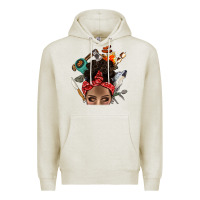 Oatmeal Heather Wild Camping Afro Messy Bbs Premium Hoodie - BundleAndBundleShop