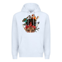 White Wild Camping Afro Messy Bbs Premium Hoodie - BundleAndBundleShop