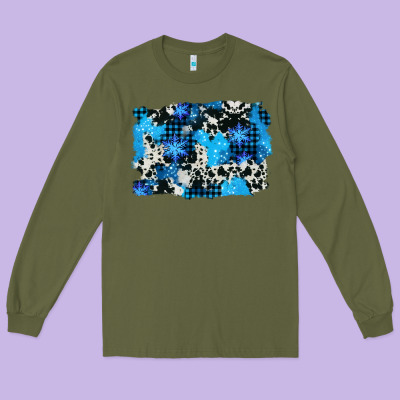 Westerb Cowhide Winter Background Long Sleeve Tee Designed By Adodesignshop