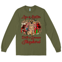Army Green Christmas life is better with a german shepherd Long Sleeve Tee - JahusDesignShop
