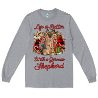 Heather Grey Christmas life is better with a german shepherd Long Sleeve Tee - JahusDesignShop