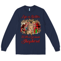 Navy Christmas life is better with a german shepherd Long Sleeve Tee - JahusDesignShop