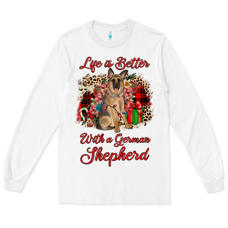 Christmas Life Is Better With A German Shepherd Long Sleeve Tee by JahusDesignShop | Teevron