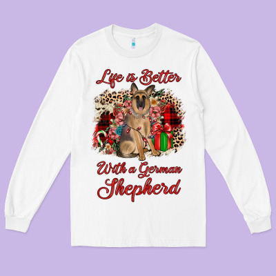 Christmas Life Is Better With A German Shepherd Long Sleeve Tee Designed By Jahusdesignshop