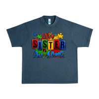 Midnight Navy my sister is ausome autism Urban Heavy Tee - Zillion Design Studio