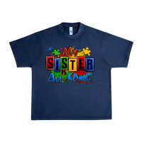 Navy my sister is ausome autism Urban Heavy Tee - Zillion Design Studio