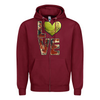 Burgundy softball love Zipper Hoodie - JahusDesignShop
