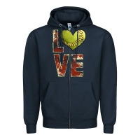 Navy softball love Zipper Hoodie - JahusDesignShop