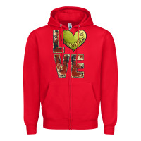 Red softball love Zipper Hoodie - JahusDesignShop