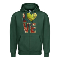 Sports Green softball love Zipper Hoodie - JahusDesignShop