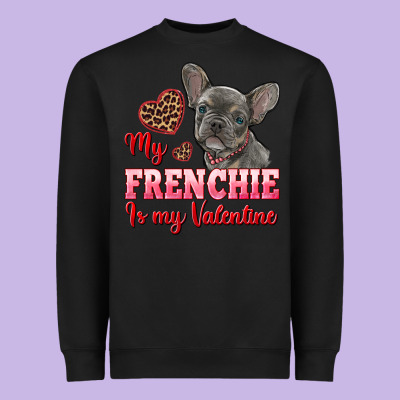 My Frenchie Is My Valentine Heavyweight Sweatshirt Designed By Ranaportraitstore