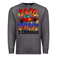 Charcoal Heather two fast two curious boys birthday racing car Premium Sweatshirt - MaliasSmallBusiness