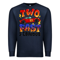 Navy two fast two curious boys birthday racing car Premium Sweatshirt - MaliasSmallBusiness