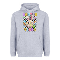 Heather Grey easter vibes smiley face Heavyweight Hoodie - MaliasSmallBusiness