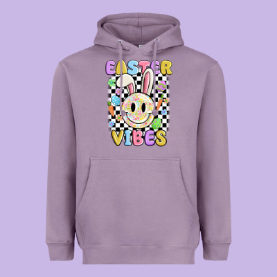 Easter Vibes Smiley Face Heavyweight Hoodie Designed By Maliassmallbusiness