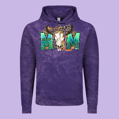 Mom With Bull Skull Vintage Hoodie Designed By Zillion Design Studio