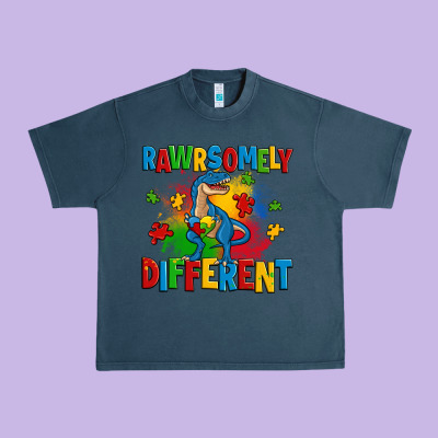 Rawrsomely Different Autism Trex Urban Heavy Tee Designed By Zillion Design Studio