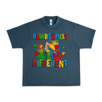 Midnight Navy rawrsomely different autism trex Urban Heavy Tee - Zillion Design Studio