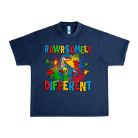 Navy rawrsomely different autism trex Urban Heavy Tee - Zillion Design Studio