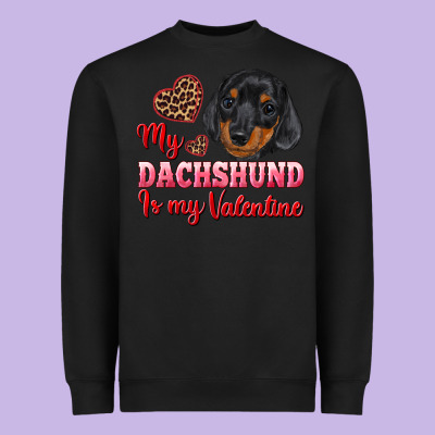 My Dachshund Is My Valentine Heavyweight Sweatshirt Designed By Ranaportraitstore
