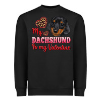 Black my dachshund is my valentine Heavyweight Sweatshirt - RanaPortraitStore