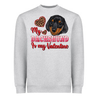 Heather Grey my dachshund is my valentine Heavyweight Sweatshirt - RanaPortraitStore