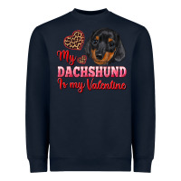 Navy my dachshund is my valentine Heavyweight Sweatshirt - RanaPortraitStore