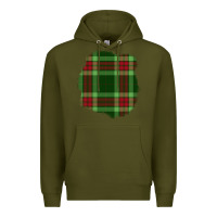 Army Green Christmas Tartan Patch Premium Hoodie - BundleAndBundleShop