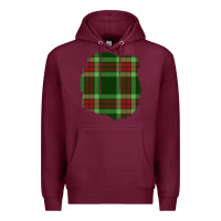 Burgundy Christmas Tartan Patch Premium Hoodie - BundleAndBundleShop