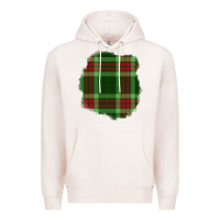 Pale Pink Christmas Tartan Patch Premium Hoodie - BundleAndBundleShop