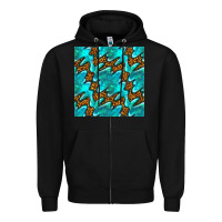 Black turquoise leopard seamless pattern Zipper Hoodie - BundleAndBundleShop