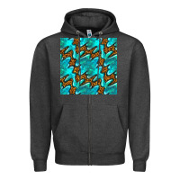 Charcoal Heather turquoise leopard seamless pattern Zipper Hoodie - BundleAndBundleShop