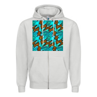 Dove Grey turquoise leopard seamless pattern Zipper Hoodie - BundleAndBundleShop