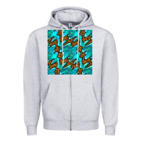 Heather Grey turquoise leopard seamless pattern Zipper Hoodie - BundleAndBundleShop