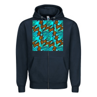 Navy turquoise leopard seamless pattern Zipper Hoodie - BundleAndBundleShop