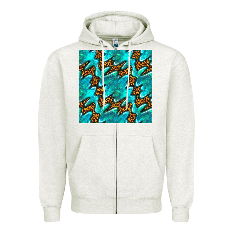 Turquoise Leopard Seamless Pattern Zipper Hoodie by BundleAndBundleShop | Teevron