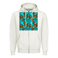 Oatmeal Heather turquoise leopard seamless pattern Zipper Hoodie - BundleAndBundleShop