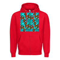 Red turquoise leopard seamless pattern Zipper Hoodie - BundleAndBundleShop