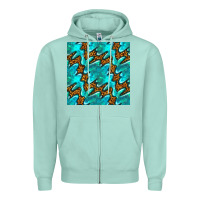 Seafoam turquoise leopard seamless pattern Zipper Hoodie - BundleAndBundleShop
