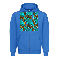 True Royal turquoise leopard seamless pattern Zipper Hoodie - BundleAndBundleShop