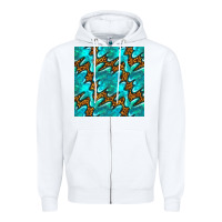 White turquoise leopard seamless pattern Zipper Hoodie - BundleAndBundleShop