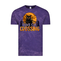 Cloud Purple Black Cat Crossing Vintage Tee - texasbilliewilder