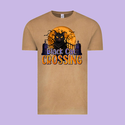 Black Cat Crossing Vintage Tee Designed By Texasbilliewilder