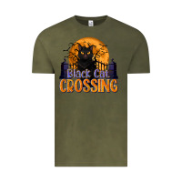 Vintage Olive Black Cat Crossing Vintage Tee - texasbilliewilder